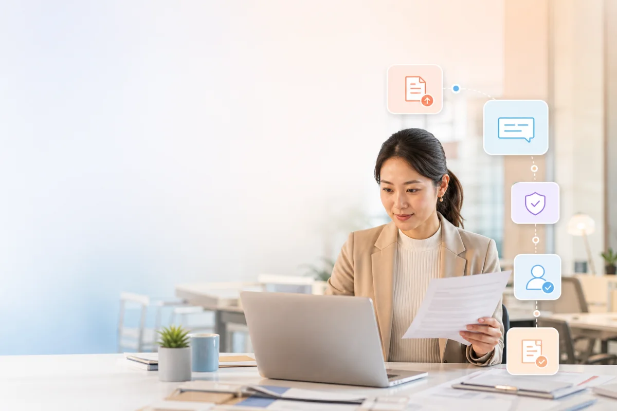 Business manager reviewing a governed automated workflow