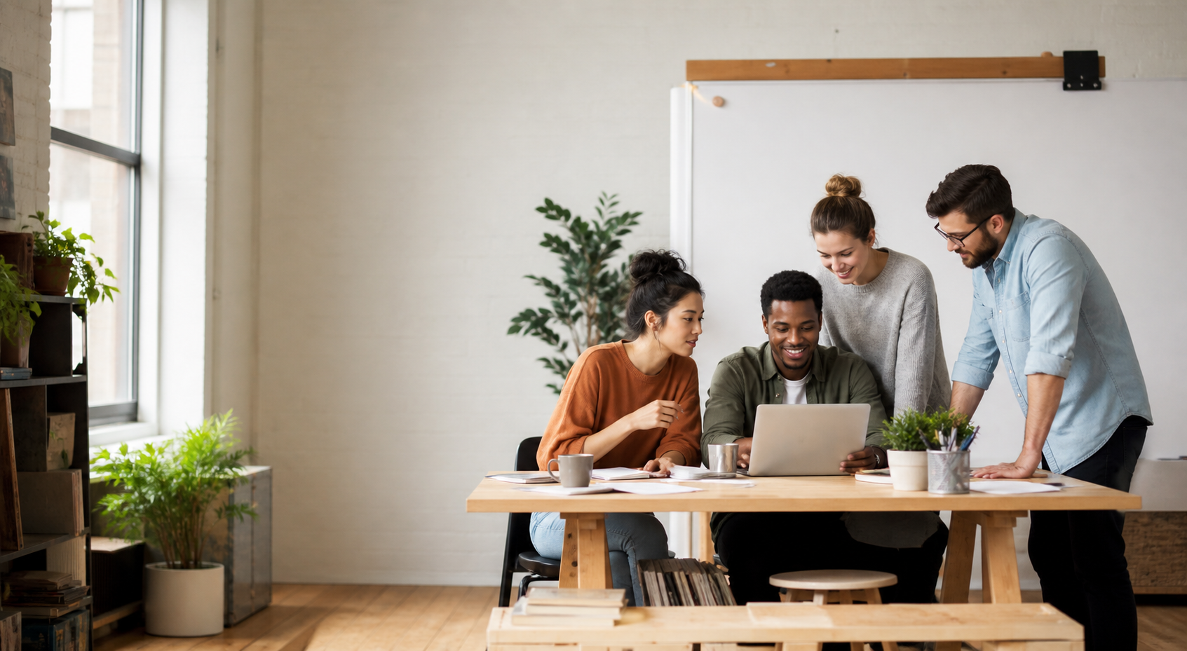 Small team collaborating on an AI workflow rollout